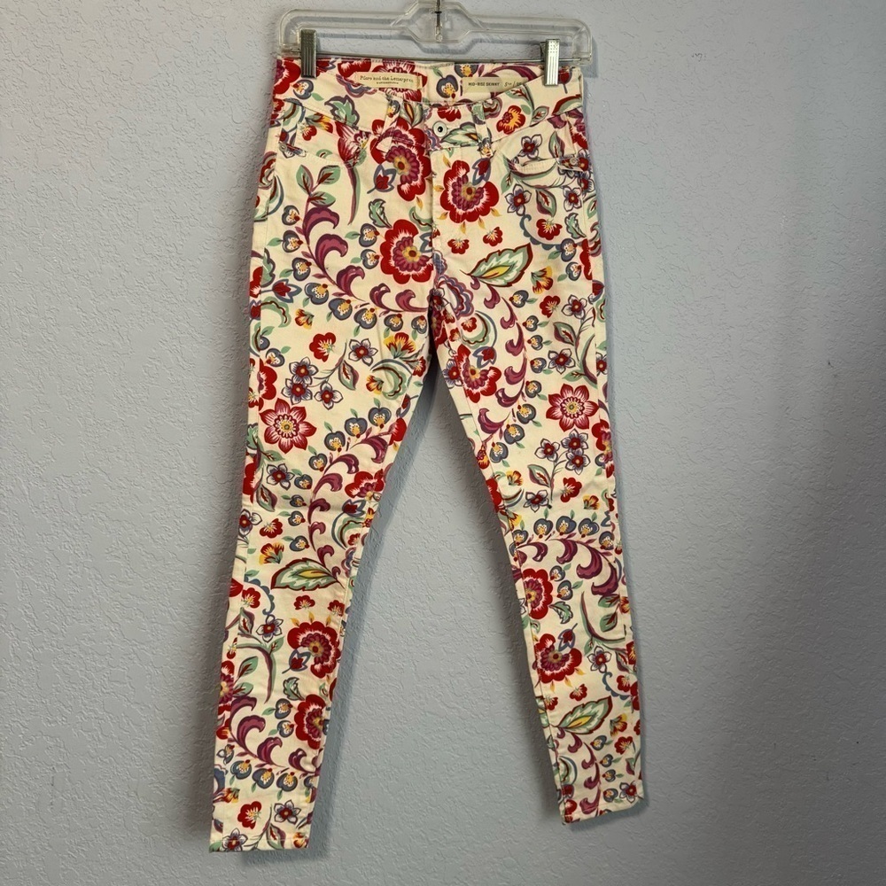 Pilcro By Anthropologie New Mid Rise Floral Skinny Ankle Jeans